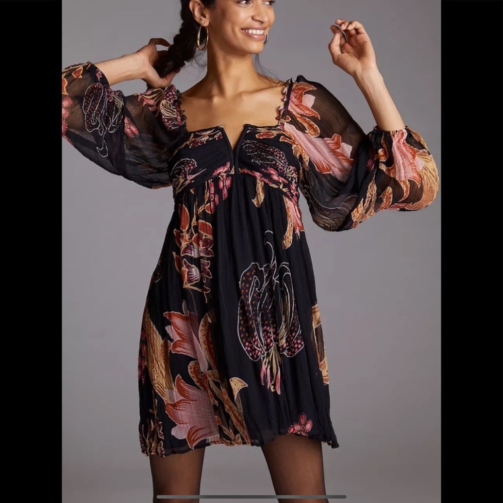 Anthropologie Let Me Be Babydoll Mini Dress